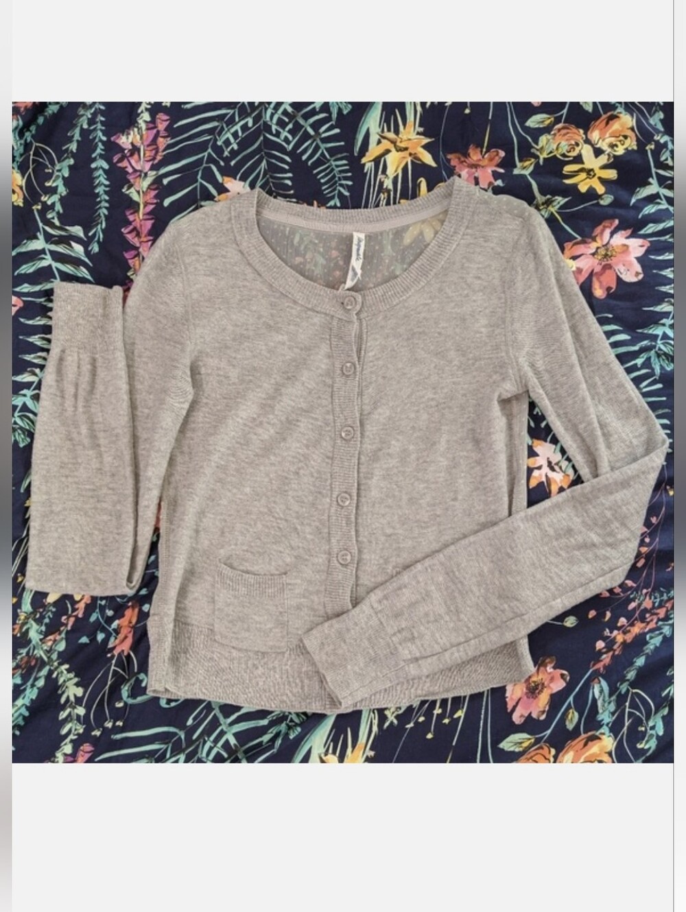 Aeropostale Light Gray Sheer Polka Dot Cardigan